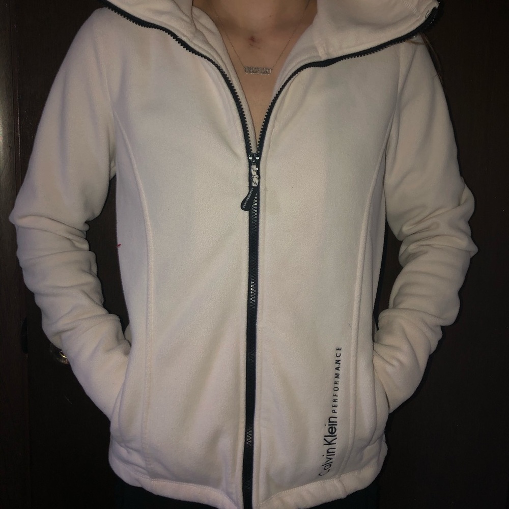 Calvin Klein Cream Fleece Zip-Up Jacket